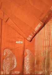 Dual Shade Rust Orange - Raaga - Lightweight Semi tussar saree with Mango border - Best for Small Functions