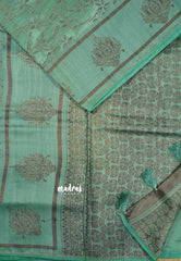 English Green - Raaga - Premium Semi tussar antique weaving buttas and border