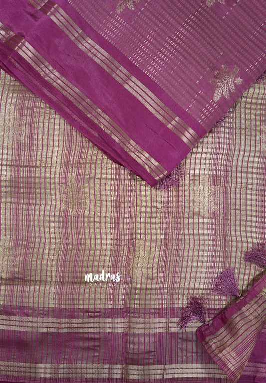 Onion Pink - Raaga premium semi tussar with rettapet border full silver weaving boday