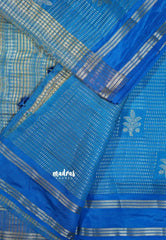Ananda Blue - Raaga premium semi tussar with rettapet border full silver weaving boday
