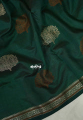 Bottle Green - Raaga - Semi Tussar Saree Thread Weaving  Buttas with Small Border - Best for Small Functions