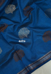 Peacock Blue - Raaga - Semi Tussar Saree Thread Weaving  Buttas with Small Border - Best for Small Functions