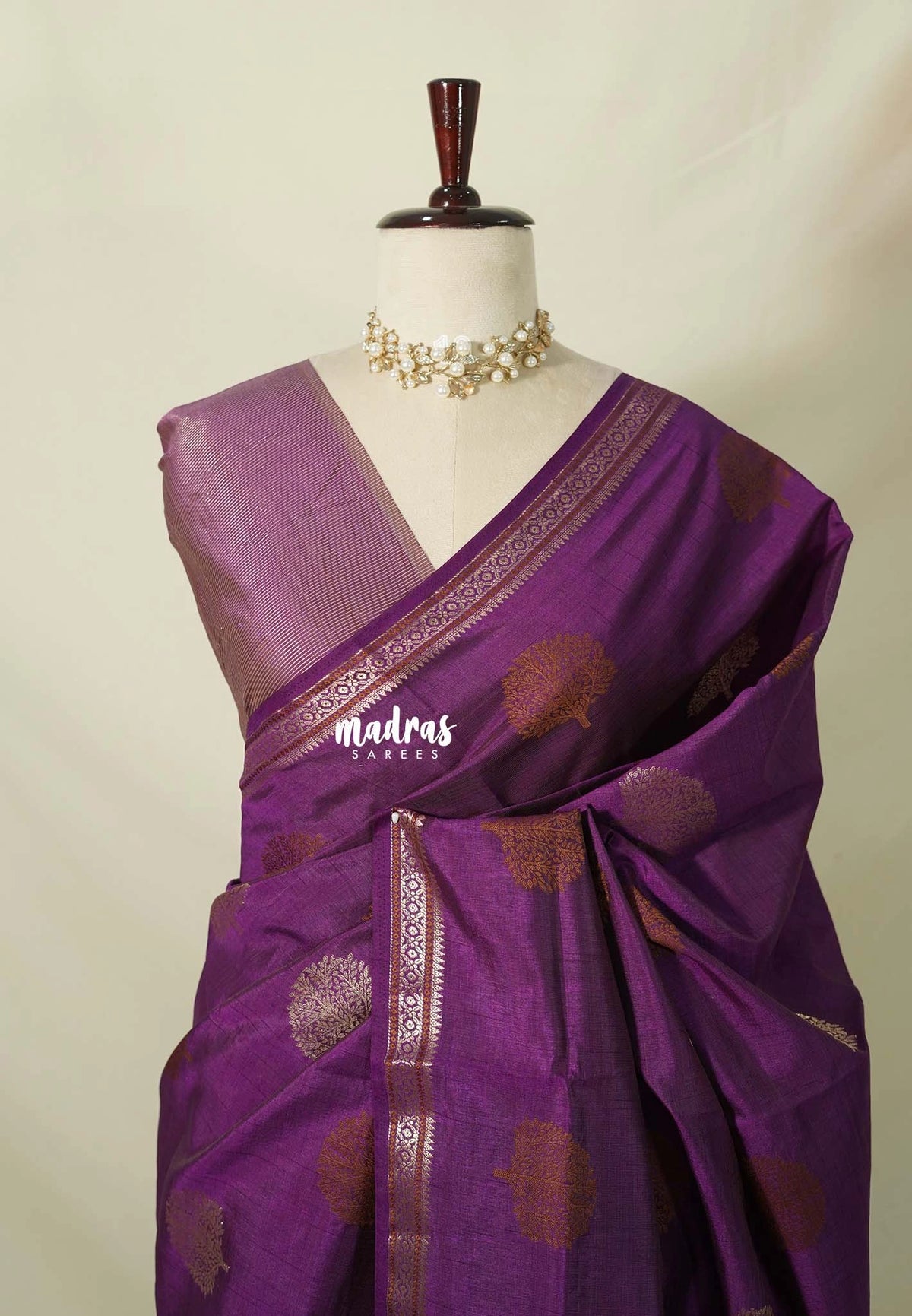 Royal Purple - Raaga - Semi Tussar Saree Thread Weaving  Buttas with Small Border - Best for Small Functions