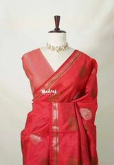 Spicy Red - Raaga - Semi Tussar Saree Thread Weaving  Buttas with Small Border - Best for Small Functions