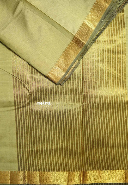 Elachi pale green - Lightweight Semi tussar saree metalic shades wtih thilagam border - Raaga