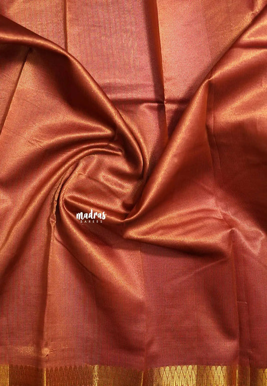 Deep Peach - Lightweight Semi tussar saree metalic shades wtih thilagam border - Raaga