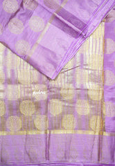 (PRE-BOOKING) Lavender - Raaga - Lightweight thread border Semi tussar with round buttas