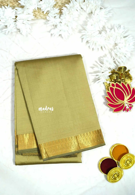 Elachi pale green - Lightweight Semi tussar saree metalic shades wtih thilagam border - Raaga