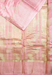 Baby pink - Raaga - Lightweight thread border Semi tussar with floral buttas