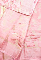 Baby pink - Raaga - Lightweight thread border Semi tussar with floral buttas