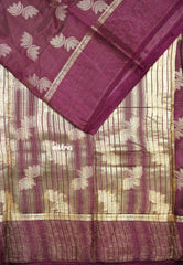 Winered - Raaga - Lightweight thread border Semi tussar with floral buttas