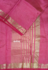 Rose Pink - Raaga - Lightweight Semi tussar saree wtih leaf border