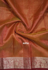 Dual shade Brick Red - Raaga - Lightweight Semi Tussar Saree with Floral Border and Buttas - Best for Wedding Functions