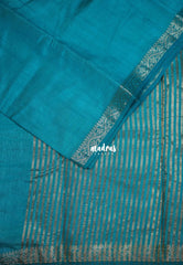 Teal Blue - Raaga - Lightweight Semi Tussar Saree with Small Border - Best for Small Functions