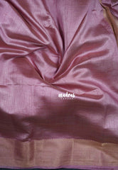Dual shade Onion Pink - Raaga - Lightweight Semi Tussar Saree with Floral Border and Buttas - Best for Wedding Functions