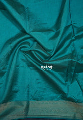 Dual shade Teal Blue - Raaga - Lightweight Semi Tussar Saree with Floral Border and Buttas - Best for Wedding Functions