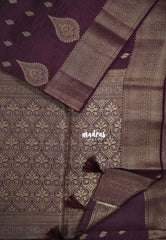Dual shade Winered - Raaga - Lightweight Semi Tussar Saree with Floral Border and Buttas - Best for Wedding Functions
