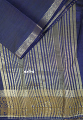 Navy Blue - Raaga - Semi Tussar Plain body with Elephant Border