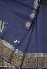 Navy Blue - Raaga - Semi Tussar Plain body with Elephant Border