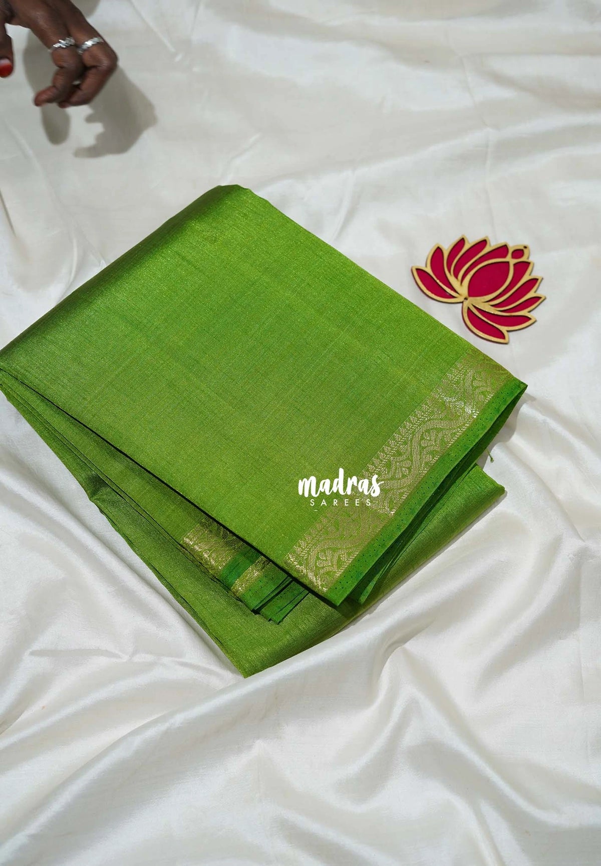 Fresh Leaf Green - Raaga - Lightweight Semi Tussar Saree with Small Border - Best for Small Functions