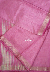 Onion Pink - Raaga - Lightweight Semi Tussar Saree with Small Border - Best for Small Functions
