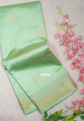Dual Shade Creamy Green - Raaga - Semi Tussar with Temple Border - Best for Small Functions