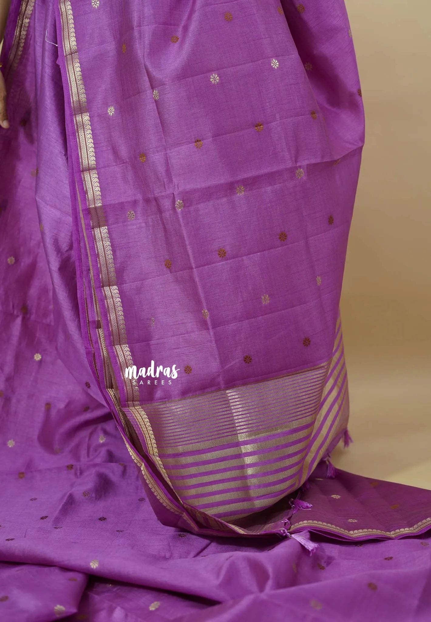 Lavender  - Raaga - Semi Tussar Tiny Border with Buttas