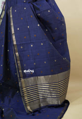 Navy Blue  - Raaga - Semi Tussar Tiny Border with Buttas