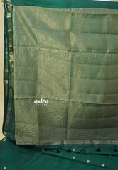 Dark Green  - Raaga - Semi Tussar Tiny Border with Buttas
