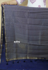 Navy Blue  - Raaga - Semi Tussar Tiny Border with Buttas