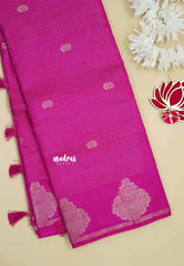 Fuchsia Pink - Raaga - Premium Raw Mango silk with 3D stripes weaving Body with Buttas