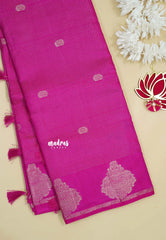 Fuchsia Pink - Raaga - Premium Raw Mango silk with 3D stripes weaving Body with Buttas