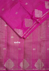 Fuchsia Pink - Raaga - Premium Raw Mango silk with 3D stripes weaving Body with Buttas