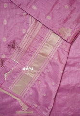 Onion Pink - Raaga - Raw mango tussar silk with big motif border and buttas