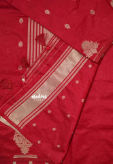 Reddish Pink - Raaga - Raw mango tussar silk with big motif border and buttas
