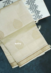 Dual Shade Ivory Cream - Raaga - Lightweight Semi tussar saree with bog buttas and small border