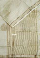 Dual Shade Ivory Cream - Raaga - Lightweight Semi tussar saree with bog buttas and small border