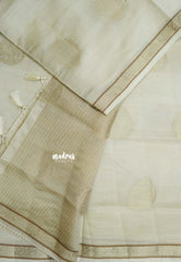 Dual Shade Ivory Cream - Raaga - Lightweight Semi tussar saree with bog buttas and small border