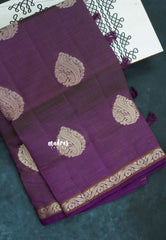 Dual Shade Jamun Purple - Raaga - Lightweight Semi tussar saree with bog buttas and small border