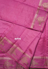 Dual Shade Rose Pink - Raaga - Semi Tussar Plain body with Mayil Border - Best for Gifting