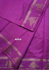 Dual Shade Magenta - Raaga - Semi Tussar Plain body with Mayil Border - Best for Gifting