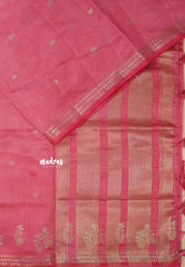 Pink - Raaga - Lightweight Semi tussar saree with small floral border with buttas
