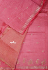 Pink - Raaga - Lightweight Semi tussar saree with small floral border with buttas