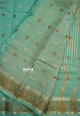 Muted Sea Green - Raaga - Semi Tussar Raaga  with Buttas and Elephant Thread Border - Best for Festive Wear