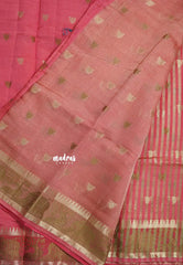 Peach Pink - Raaga - Semi Tussar Raaga  with Buttas and Elephant Thread Border - Best for Festive Wear