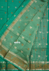 Aqua Green - Raaga - Semi Tussar Raaga  with Buttas and Elephant Thread Border - Best for Festive Wear