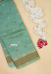 Muted Sea Green - Raaga - Semi Tussar Plain body with Buttas and Mayil Border