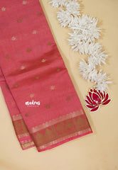 Peach Pink - Raaga - Semi Tussar Plain body with Buttas and Mayil Border