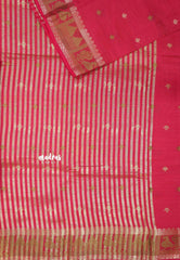 Reddish Pink - Raaga - Semi Tussar Plain body with Buttas and Mayil Border