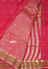 Reddish Pink - Raaga - Semi Tussar Plain body with Buttas and Mayil Border